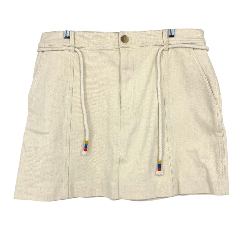 Madewell Tan Mini Skirt Womens Size 14 Tie Waist A-Line Cotton Light Tan Cream